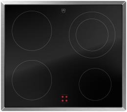 V-ZUG Kochfeld CookTop V400 E604 (3116400001), Breite: 60 cm, BlackDesign, Chromstahl-Rahmen, Externe Bedienung, 