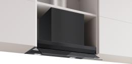 DBB67DP60, Bosch Serie 6, Integrierte Designhaube, 60 cm, Klarglas schwarz bedruckt, Mattschwarz, A+